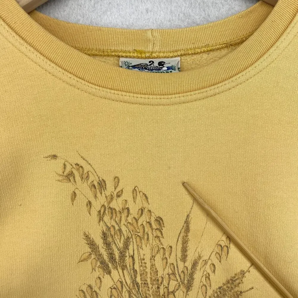 NORTHERN REFLECTIONS Sweatshirt Womens M Fall Floral Sunflower Fleece Yellow VTG - Picture 10 of 14